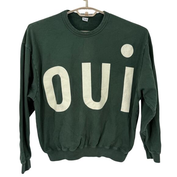 Clare V Womens OUI Cotton Pullover Crewneck Sweatshirt Green Size small - Picture 1 of 6